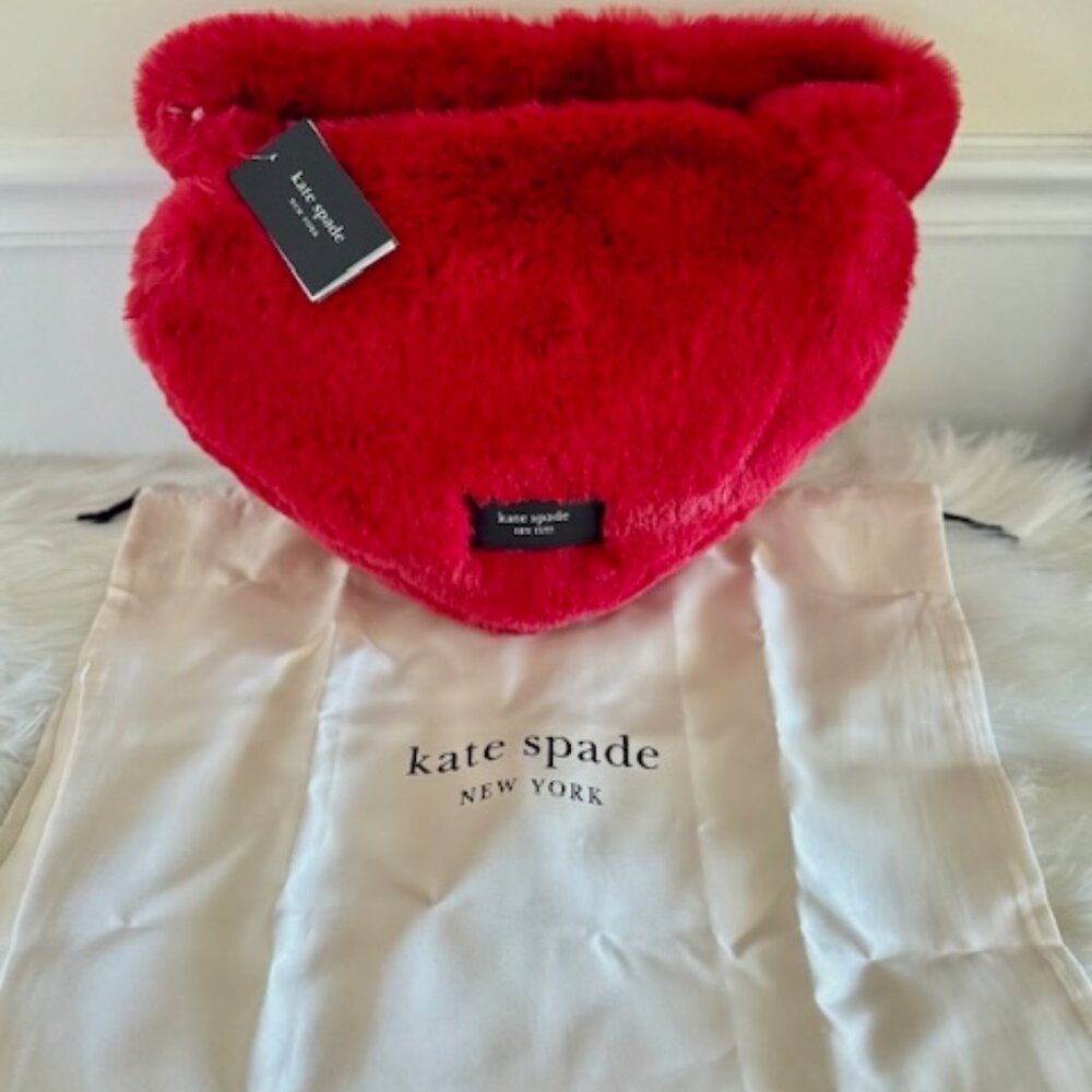 Kate Spade New York Luver Faux Fur Heart Tote In Cherry Rouge